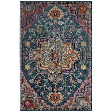 Safavieh 2 ft.-2 in. x 9 ft. Rectangle Crystal Power Loomed Rug; Teal & Rose CRS501T-29